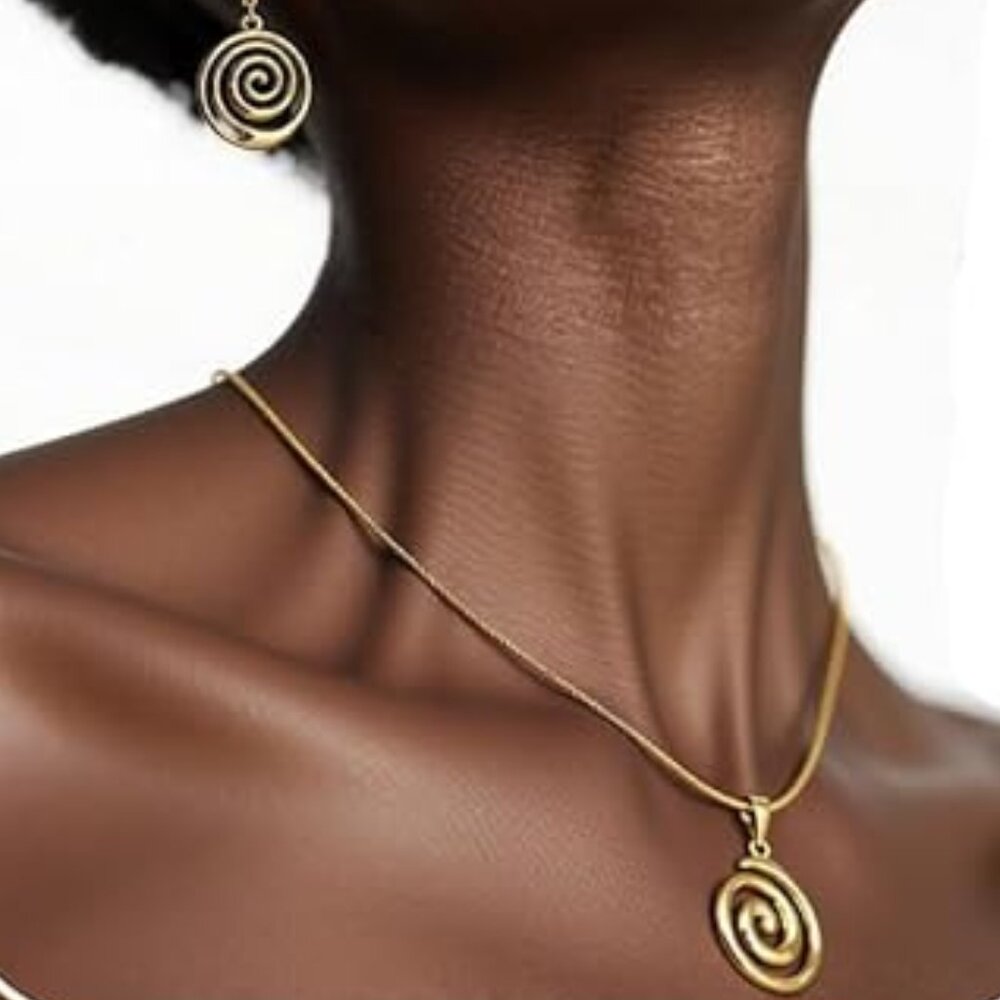 Gold Boho Necklace Earrings Set For Women